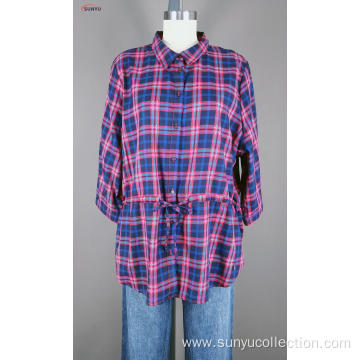 Ladie's twill yarn dyed woven shirt